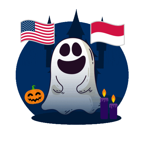 usembassyjkt giphyupload halloween ghost pumpkin Sticker