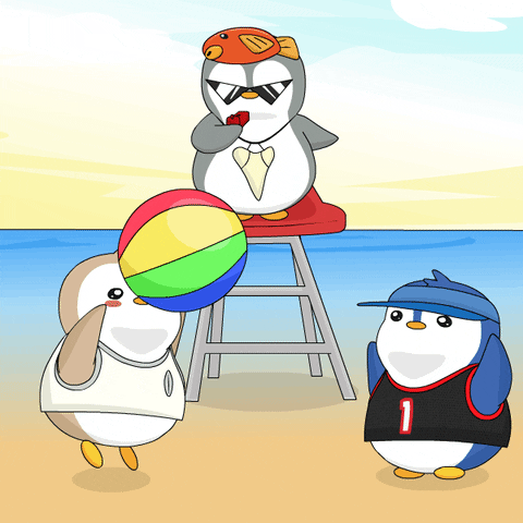 Playing Beach Day GIF by Pudgy Penguins