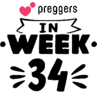 Pregnancy 34 Weeks Sticker by Preggers