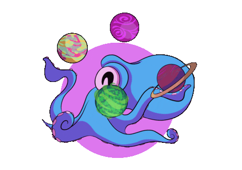 OCTONAUTA giphyupload galaxy octopus planets Sticker