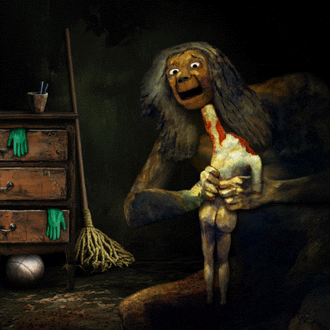 Scared Classical Art GIF by Kiszkiloszki