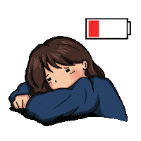 tired girl Sticker by HAPPI HAPPU