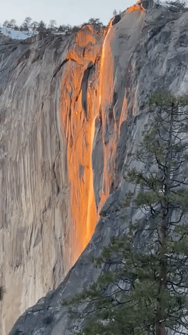 Sun Creates 'Firefall' Lava Effect on Yosemite's Horsetail Fall