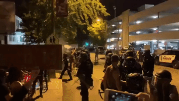 Officers Pepper Spray Protesters Outside Police Headquarters in Richmond, Virginia