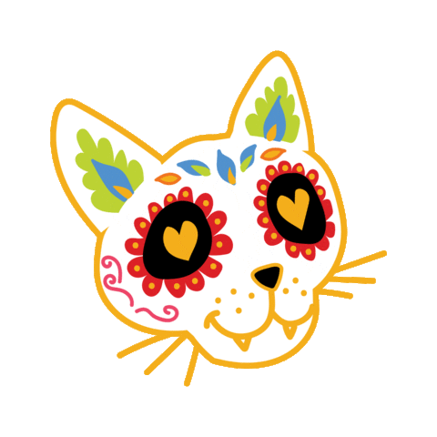 Day Of The Dead Cat Sticker by Taylor Reeve
