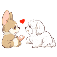 ryansylvia love heart dog corgi Sticker