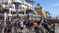 Police Separate Opposing Groups at Huntington Beach George Floyd Demonstration