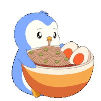 Ramen Noodles Eating Sticker by Pudgy Penguins