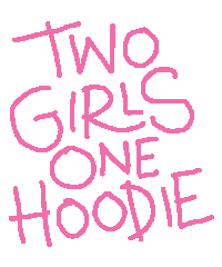 twogirlsonehoodie pink red hoodie two girls Sticker