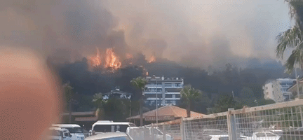 Flames Leap Into Air as Wildfire Rages Near Resort in Turkey