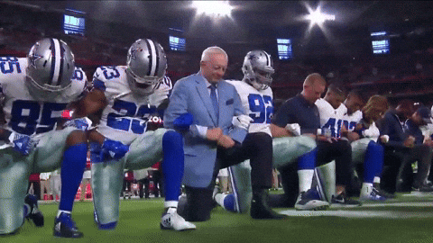 27inchZenith giphyupload nfl kneeling jerry jones GIF