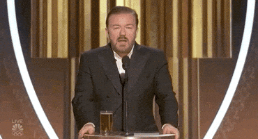 iamjestfulmeanings i dont care golden globes ricky gervais golden globes 2020 GIF
