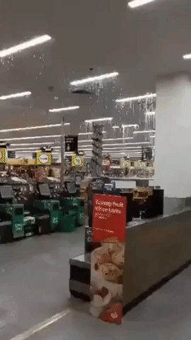 Water Pours Through Shopping Centre Roof After Intense Storm Hits Queensland