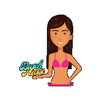 Beach Please Bikini Girl Sticker by cocoglobar