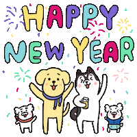 Happy New Year Dog Sticker by 大姚Dayao