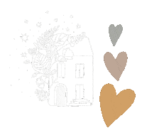 lujzaeskoriander hearts house floral haz Sticker