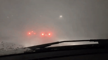 Drivers Battle Whiteout Conditions on I-35 Near Duluth, Minnesota