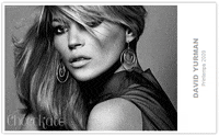 Photo gif. Black and white images of Kate Moss posing for a David Yurman 2009 photoshoot.