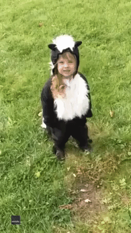 Little Girl Shows Off Her Epic Homemade Skunk Costume