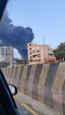 Giant Plume of Smoke Fills Sky Above Chennai Amid Large Fire