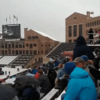 Boulder Stadium Blanketed by Snow Ahead of Colorado University Commencement