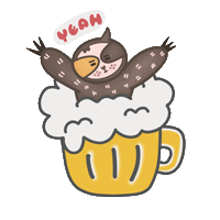 curiousfamily party yeah beer sloth Sticker
