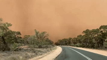 'Less Than Ideal': Sky Turns Orange as Car Drives Through Dust Storm in Outback Australia