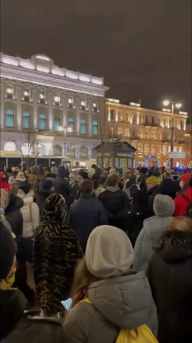 Rally Against Ukraine Invasion In St. Petersburg