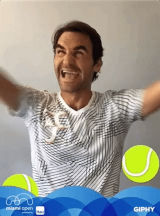 Excited Roger Federer GIF by Miami Open