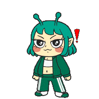 Alien Girl Jump Sticker