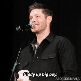 aborddelimpala giphyupload jensen ackles giddy up aborddelimpala GIF