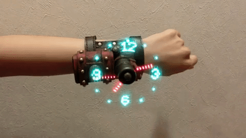 steampunk wrist watch GIF