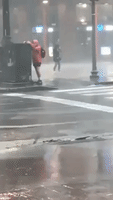 Two People in Central New Orleans Caught in Hurricane Ida's Powerful Winds
