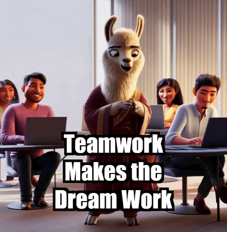 Teamwork Makes The Dream Work GIF by dalaillamazen