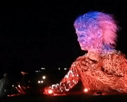 Giant Statue of Man in Place Ahead of Halloween Festival