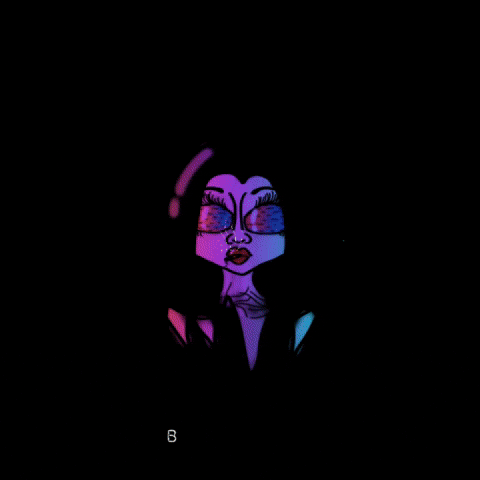rainy_blue_alien giphyattribution rainbow retro black GIF