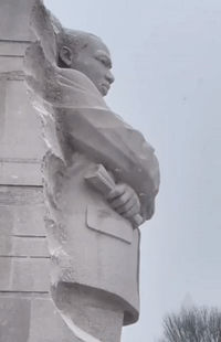 Snow Swirls Around MLK Memorial