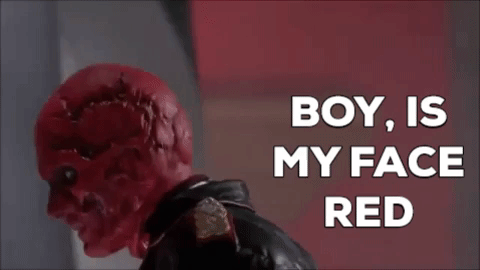 embarrassed red skull GIF