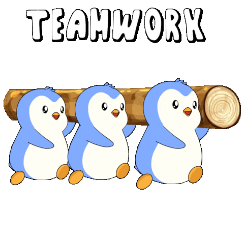 Huddle Up Lets Go Sticker by Pudgy Penguins