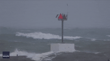 Huge Waves Crash on St Joseph Pier During Winter Storm