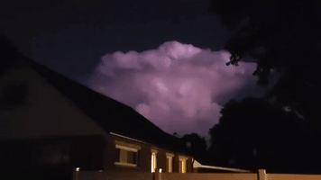 Lightning Zaps Through White Cloud in Ohio Night Sky