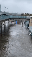 Floodwaters Inundate Transit Center at San Diego Mall