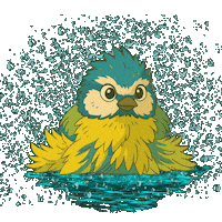 Bird Bathing Sticker by mahoniemoni