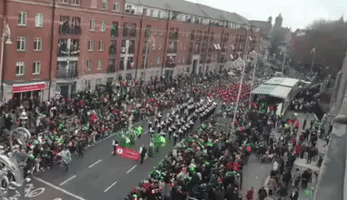 Crowds Gather on Dublin's Patrick Street to Watch St. Patrick's Day Parade