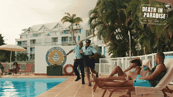 Swimming Pool Oops GIF by Death In Paradise