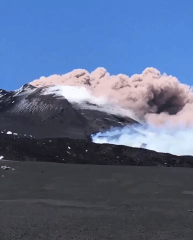 Ash and Steam Billow From Mount Etna Prior to Eruption