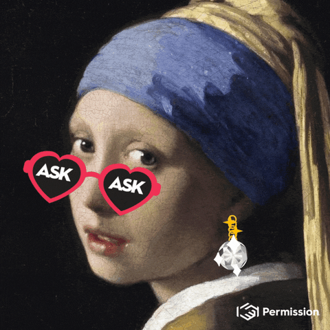 PermissionIO giphyupload crypto art classical art girl with a pearl earring GIF