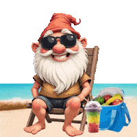 At The Beach Cute Gnome Sticker