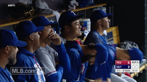 texas rangers laughing GIF by MLB