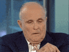 Political gif. Rudy Giuliani looks down and then his eyes open up really wide, lifting his eyebrows up as he says, “wow.”